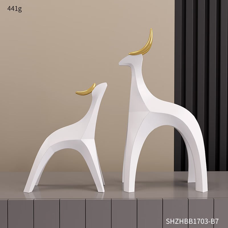 Modern Nordic Home Transparent Golden Reindeer Statue Living Room Decoration Tabletop Sculpture Resin Figurines Chrismas Gifts acacuss