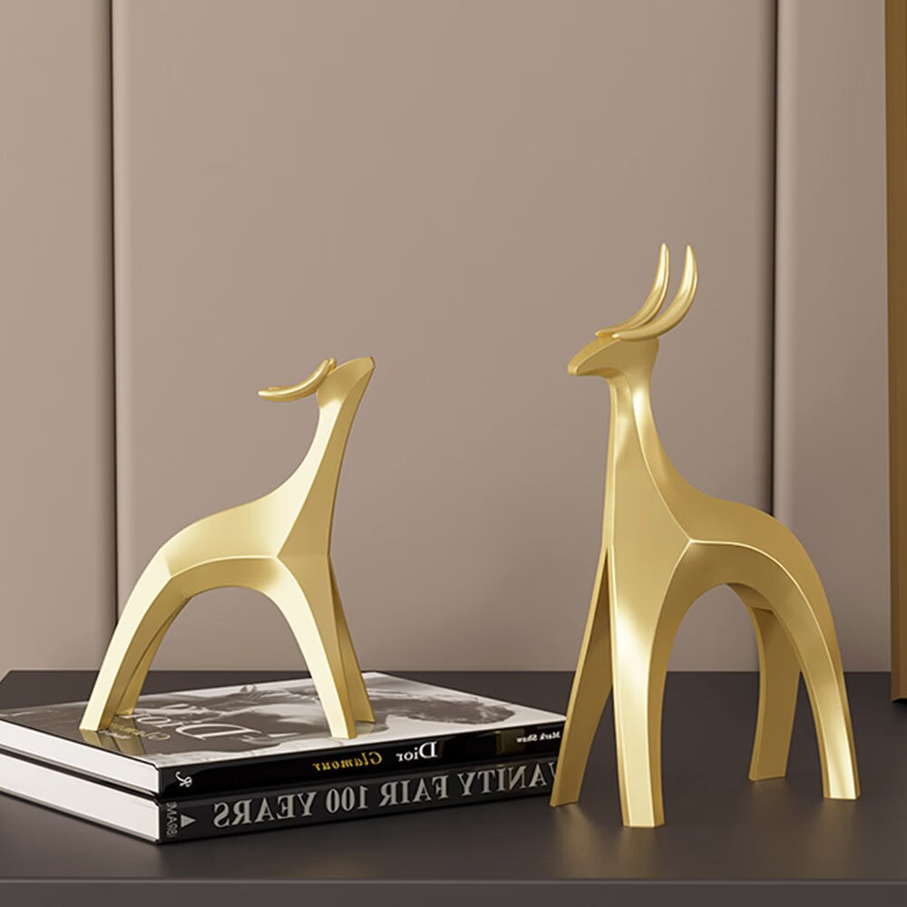 Modern Nordic Home Transparent Golden Reindeer Statue Living Room Decoration Tabletop Sculpture Resin Figurines Chrismas Gifts acacuss