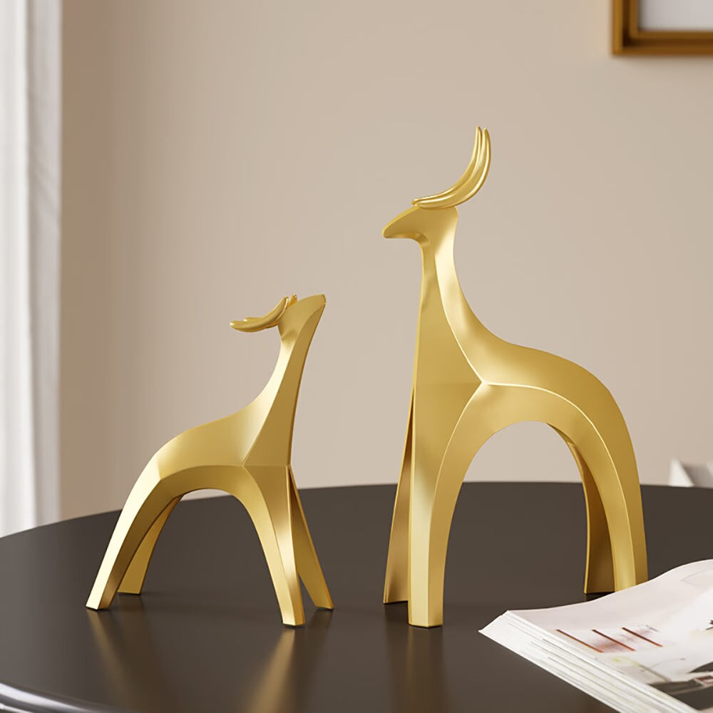 Modern Nordic Home Transparent Golden Reindeer Statue Living Room Decoration Tabletop Sculpture Resin Figurines Chrismas Gifts acacuss