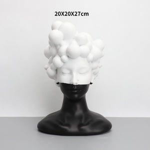 Modern Simple Art Figure Sculpture Resin Decoration Creative Black and White Girl Soft Decoration for Living Room acacuss