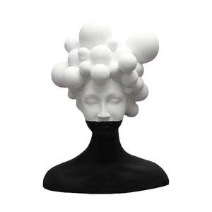 Modern Simple Art Figure Sculpture Resin Decoration Creative Black and White Girl Soft Decoration for Living Room acacuss