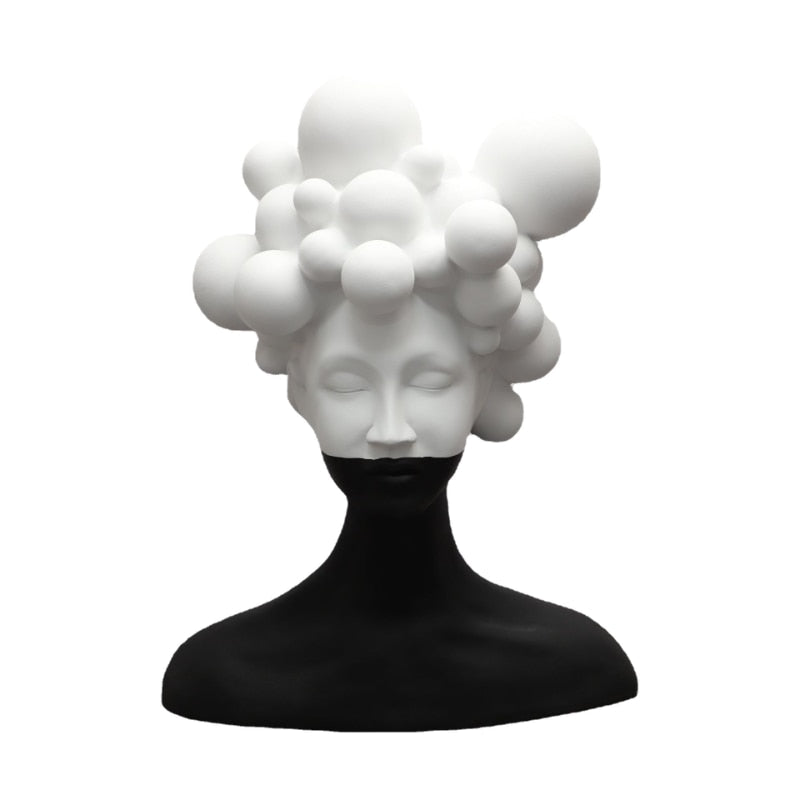 Modern Simple Art Figure Sculpture Resin Decoration Creative Black and White Girl Soft Decoration for Living Room acacuss