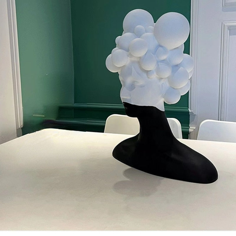Modern Simple Art Figure Sculpture Resin Decoration Creative Black and White Girl Soft Decoration for Living Room acacuss