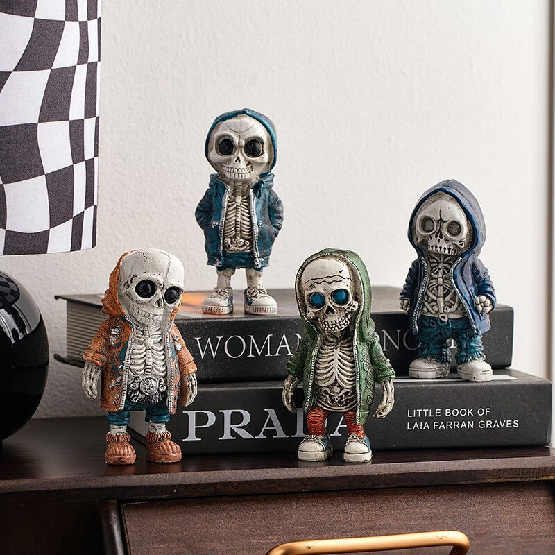Modern Skull Resin Statue Cool Skeleton Decorative Figurines Halloween Party Decoration Home Accessories Office Accessories acacuss