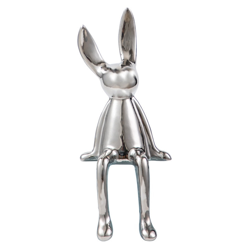 Modern Style Living Room Decoration Kawaii Rabbit Sculpture Ceramic Statue Home Decoration Accessories Home Decor Shelf Decor acacuss