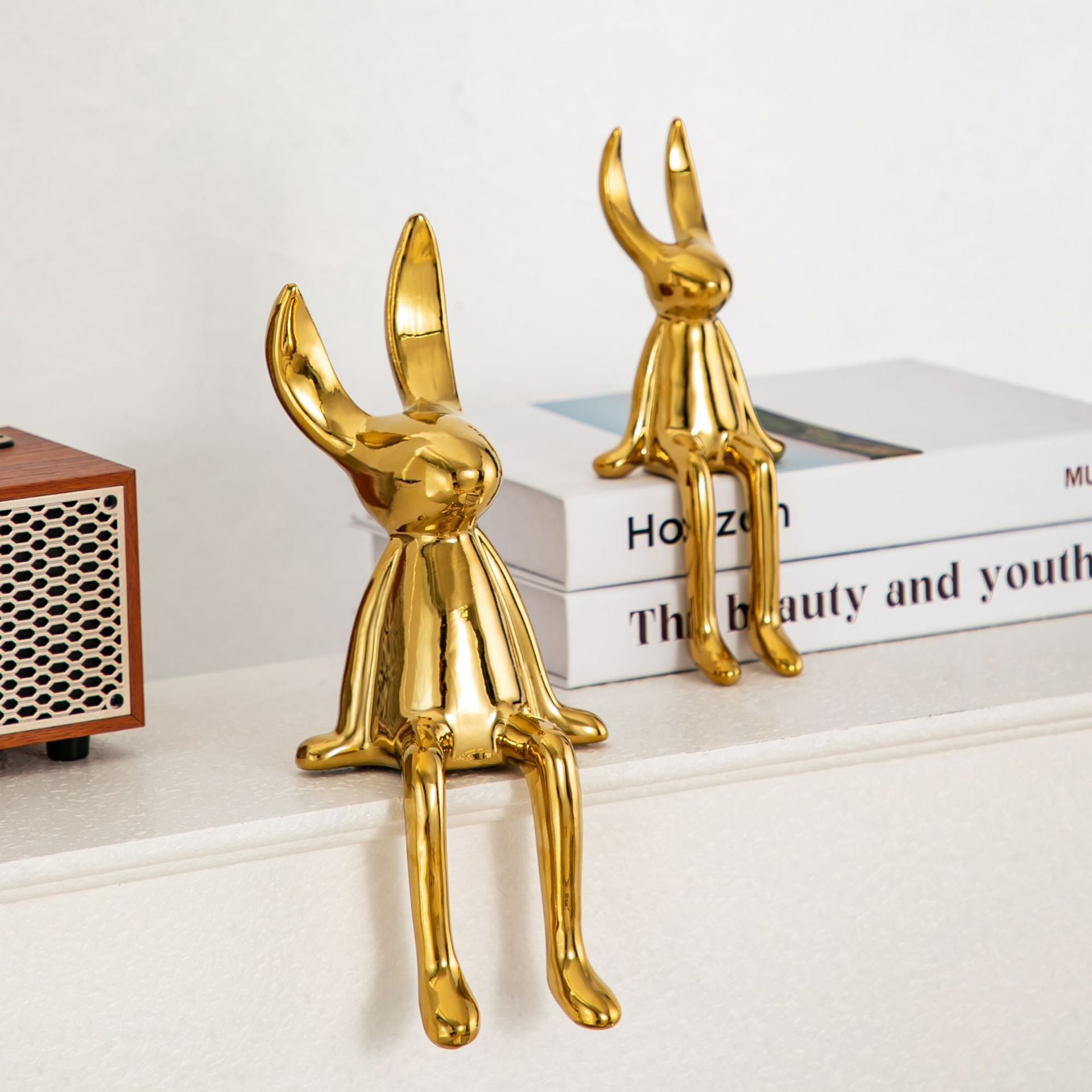 Modern Style Living Room Decoration Kawaii Rabbit Sculpture Ceramic Statue Home Decoration Accessories Home Decor Shelf Decor acacuss