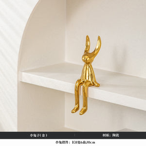 Modern Style Living Room Decoration Kawaii Rabbit Sculpture Ceramic Statue Home Decoration Accessories Home Decor Shelf Decor acacuss