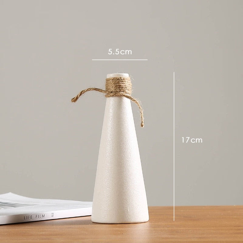 Modern White Ceramic Vases Chinese Style Simple Designed Pottery And Porcelain Vases For Artificial Flowers Decorative Figurines acacuss