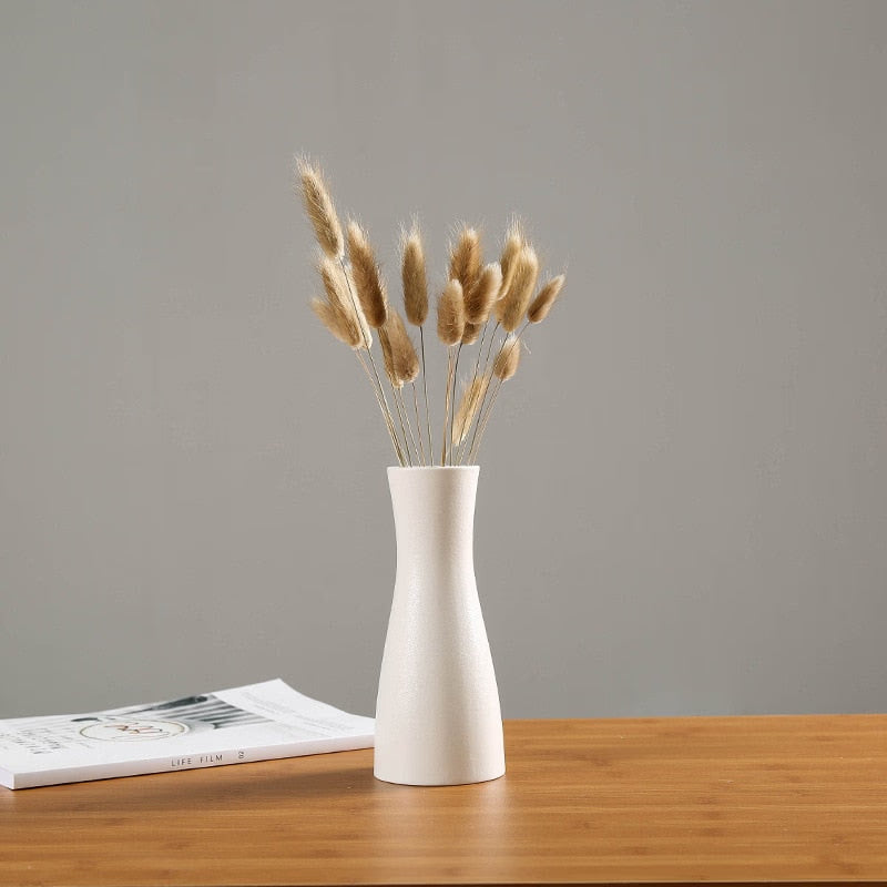 Modern White Ceramic Vases Chinese Style Simple Designed Pottery And Porcelain Vases For Artificial Flowers Decorative Figurines acacuss