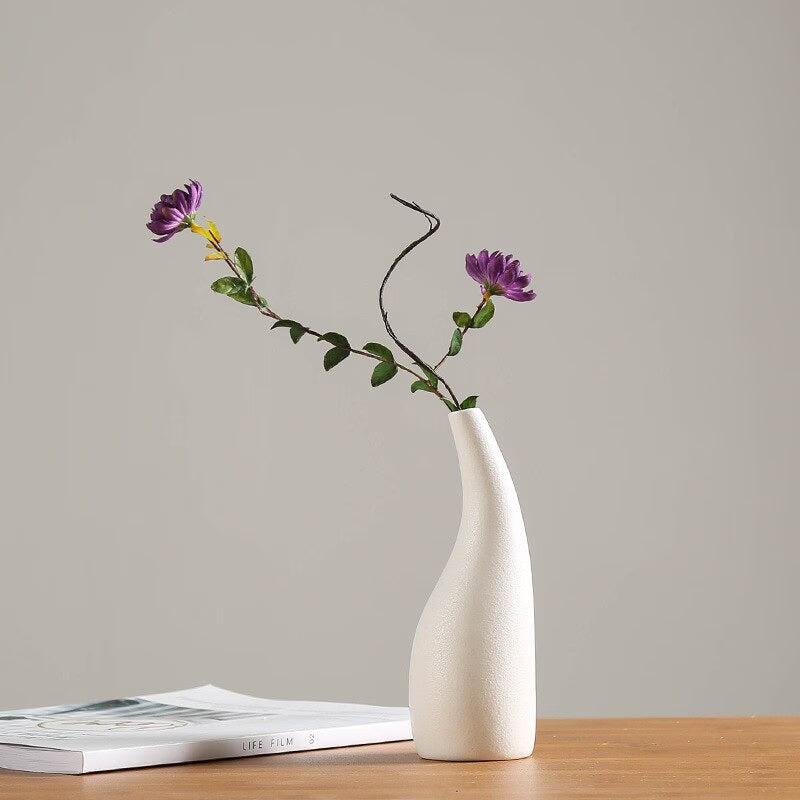 Modern White Ceramic Vases Chinese Style Simple Designed Pottery And Porcelain Vases For Artificial Flowers Decorative Figurines acacuss