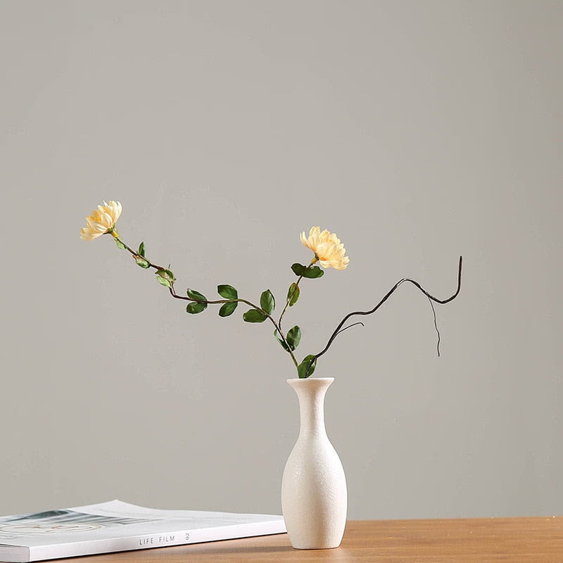 Modern White Ceramic Vases Chinese Style Simple Designed Pottery And Porcelain Vases For Artificial Flowers Decorative Figurines acacuss