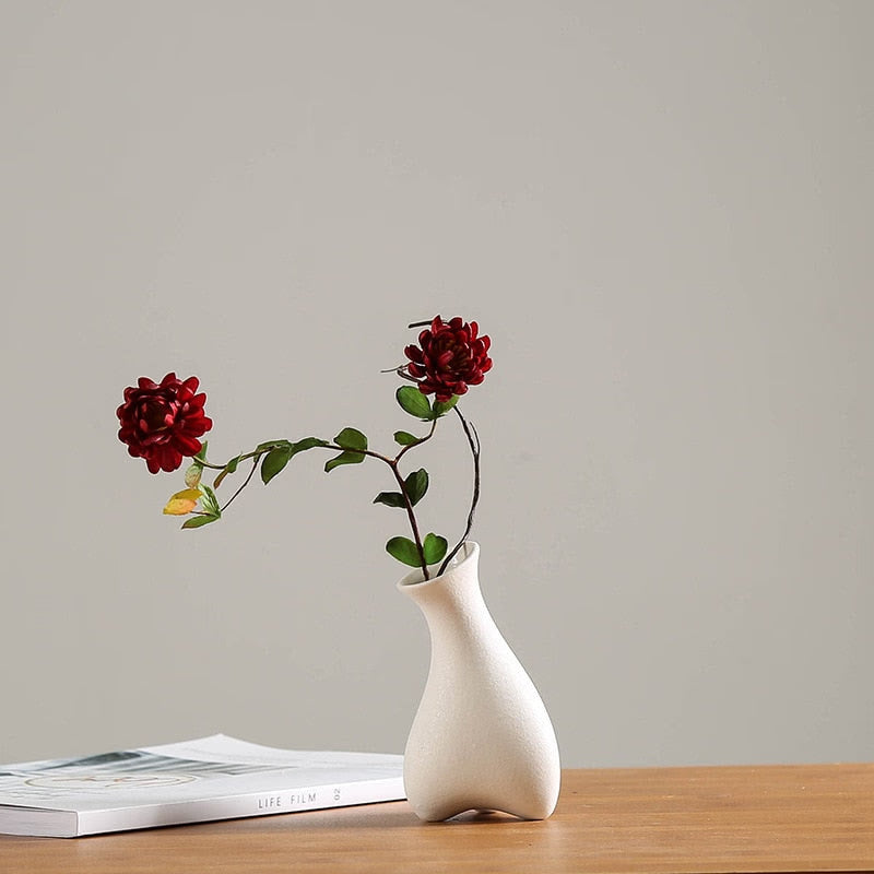 Modern White Ceramic Vases Chinese Style Simple Designed Pottery And Porcelain Vases For Artificial Flowers Decorative Figurines acacuss