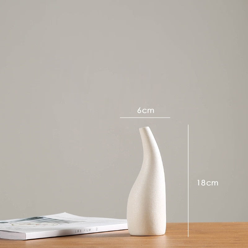 Modern White Ceramic Vases Chinese Style Simple Designed Pottery And Porcelain Vases For Artificial Flowers Decorative Figurines acacuss