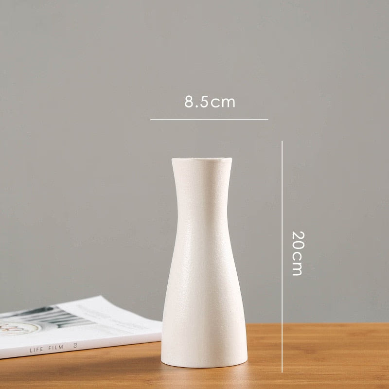 Modern White Ceramic Vases Chinese Style Simple Designed Pottery And Porcelain Vases For Artificial Flowers Decorative Figurines acacuss