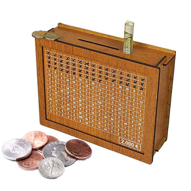 Money Box Piggy Bank Wood Money Bank Reusable Money Box with Saving Goal and Numbers To Check for Helps The Habit of Saving acacuss