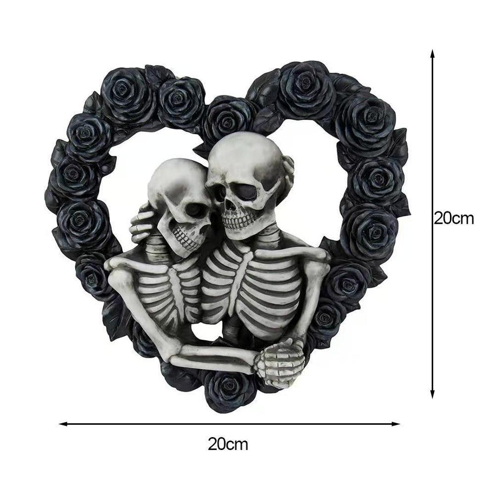 Moon Shaped Door Wreaths Halloween Decorations Welcome Sign Goth Roses Black Cats Garland Front Door Ornament Halloween Signs acacuss