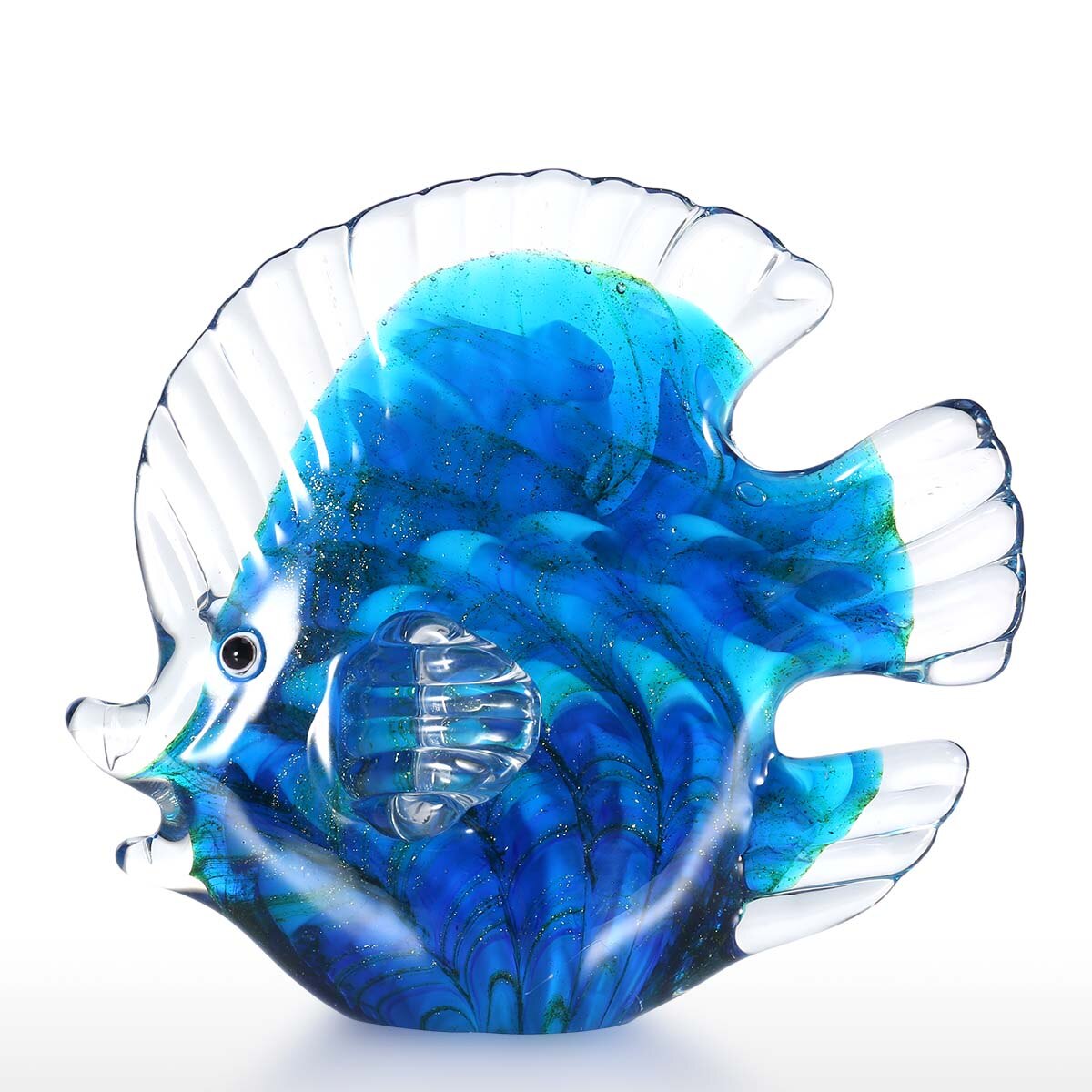 Multicolor Spotted Tropical Fish Delicate Glass Sculpture Classy Home Decoration Glass Fish Exquisite Room Home Decoration Craft acacuss