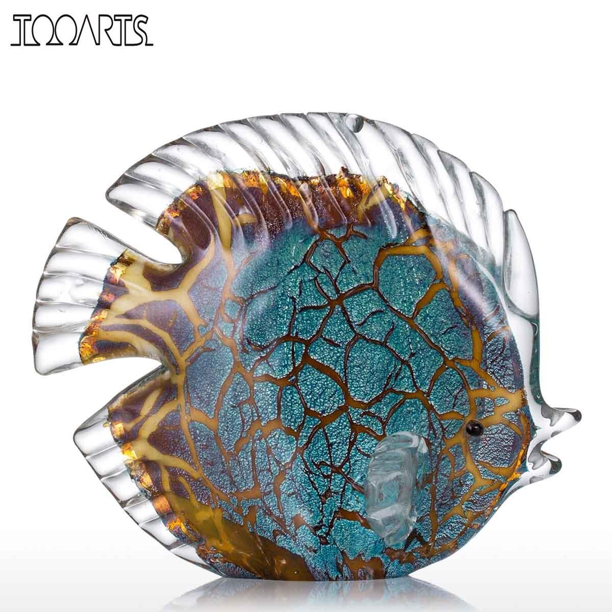 Multicolor Spotted Tropical Fish Delicate Glass Sculpture Classy Home Decoration Glass Fish Exquisite Room Home Decoration Craft acacuss