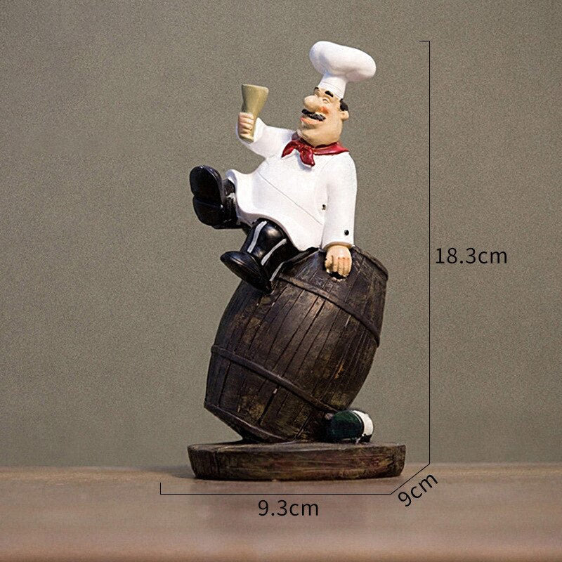 Multiple Styles Resin Chef Statue Cartoon Restaurant Chef Figurine Cook Ornament Home Kitchen Cute Sculpture Tabletop Decors acacuss