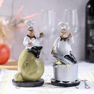 Multiple Styles Resin Chef Statue Cartoon Restaurant Chef Figurine Cook Ornament Home Kitchen Cute Sculpture Tabletop Decors acacuss
