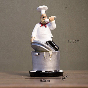 Multiple Styles Resin Chef Statue Cartoon Restaurant Chef Figurine Cook Ornament Home Kitchen Cute Sculpture Tabletop Decors acacuss