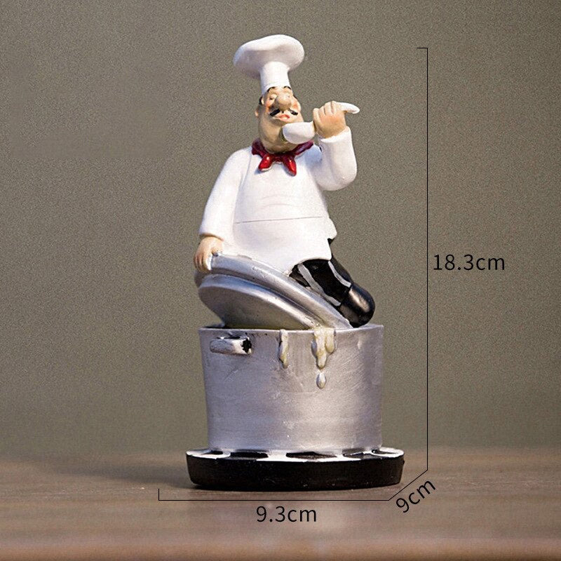 Multiple Styles Resin Chef Statue Cartoon Restaurant Chef Figurine Cook Ornament Home Kitchen Cute Sculpture Tabletop Decors acacuss