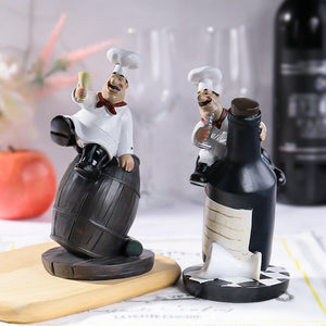 Multiple Styles Resin Chef Statue Cartoon Restaurant Chef Figurine Cook Ornament Home Kitchen Cute Sculpture Tabletop Decors acacuss