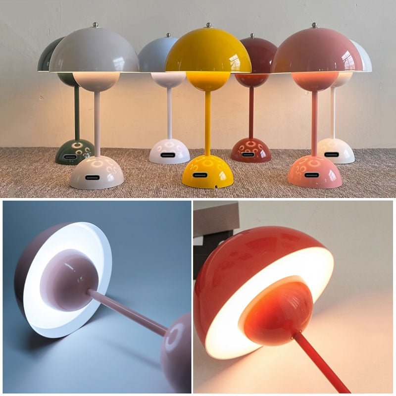 Mushroom Flower Bud Rechargeable LED Table Lamps Desk light for Bedroom Dining Touch Night Light Simple Modern Hoom Decoration acacuss