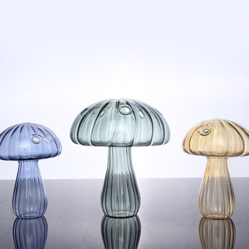 Mushroom Glass Vase Aromatherapy Bottle Creative Home Decor Table Hydroponic Simple Flower Vases Living Room Office Decoration acacuss