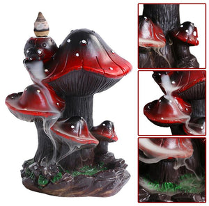 Mushroom Incense Waterfall Burner Portable Creative Incense Holder Home Mushroom Alpine Backflow Incense Burner Decor Ornament acacuss