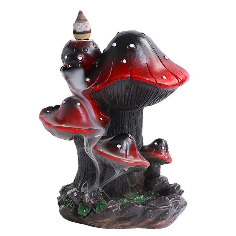 Mushroom Incense Waterfall Burner Portable Creative Incense Holder Home Mushroom Alpine Backflow Incense Burner Decor Ornament acacuss