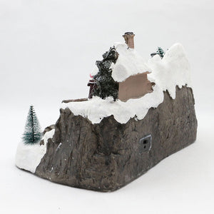 Music Playing With LED Lighting Christmas House Decorations Train And Christmas Tree Revolving Resin XMAS Villages Ornaments acacuss