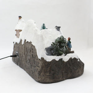 Music Playing With LED Lighting Christmas House Decorations Train And Christmas Tree Revolving Resin XMAS Villages Ornaments acacuss