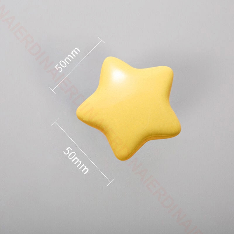 NAIERDI Ceramic Children Room Cabinet Handles Cartoon Moon Star Wardrobe Handle Cupboard Door Pulls Single Hole Furniture Handle acacuss