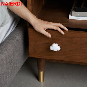 NAIERDI Ceramic Children Room Cabinet Handles Cartoon Moon Star Wardrobe Handle Cupboard Door Pulls Single Hole Furniture Handle acacuss