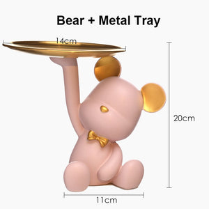 NEW Resin Bear Storage Tray Nordic Creative Figurines Ornaments Porch Desk Home Decoration Keys Candy Storage Home Decor acacuss