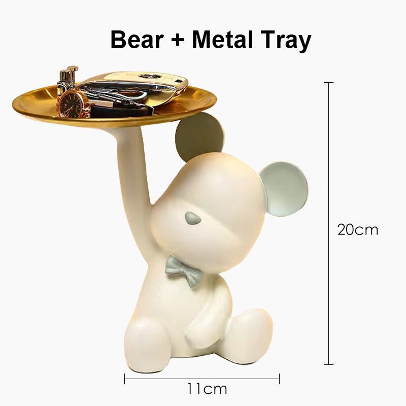 NEW Resin Bear Storage Tray Nordic Creative Figurines Ornaments Porch Desk Home Decoration Keys Candy Storage Home Decor acacuss