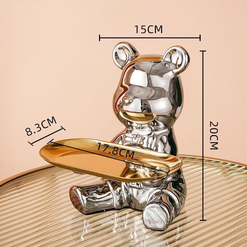 NEW Resin Bear Storage Tray Nordic Creative Figurines Ornaments Porch Desk Home Decoration Keys Candy Storage Home Decor acacuss