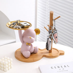 NEW Resin Bear Storage Tray Nordic Creative Figurines Ornaments Porch Desk Home Decoration Keys Candy Storage Home Decor acacuss