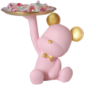 NEW Resin Bear Storage Tray Nordic Creative Figurines Ornaments Porch Desk Home Decoration Keys Candy Storage Home Decor acacuss