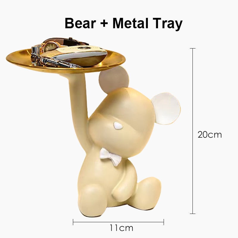 NEW Resin Bear Storage Tray Nordic Creative Figurines Ornaments Porch Desk Home Decoration Keys Candy Storage Home Decor acacuss