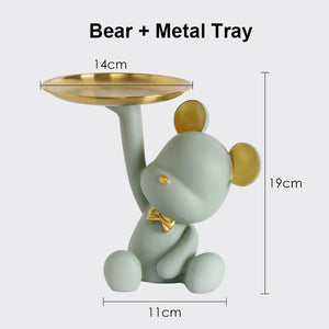 NEW Resin Bear Storage Tray Nordic Creative Figurines Ornaments Porch Desk Home Decoration Keys Candy Storage Home Decor acacuss