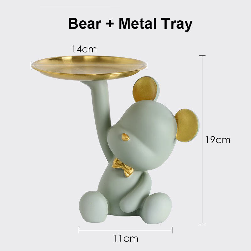 NEW Resin Bear Storage Tray Nordic Creative Figurines Ornaments Porch Desk Home Decoration Keys Candy Storage Home Decor acacuss