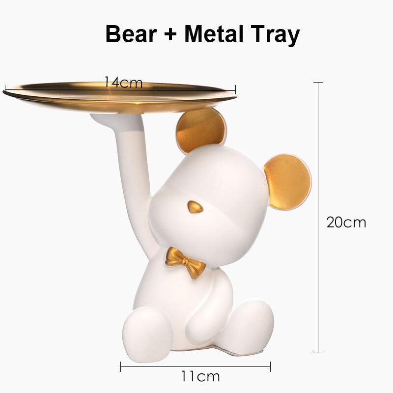 NEW Resin Bear Storage Tray Nordic Creative Figurines Ornaments Porch Desk Home Decoration Keys Candy Storage Home Decor acacuss