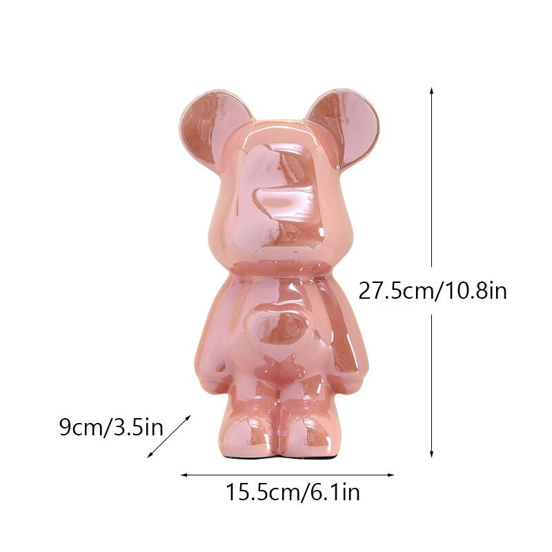 NORTHEUINS Ceramic Luxury Violence Bear Figurines Colorful Electroplated Teddy Bear Collection Item Living Room Decor Ornaments acacuss