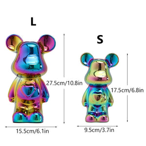NORTHEUINS Ceramic Luxury Violence Bear Figurines Colorful Electroplated Teddy Bear Collection Item Living Room Decor Ornaments acacuss