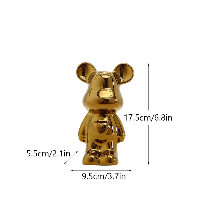 NORTHEUINS Ceramic Luxury Violence Bear Figurines Colorful Electroplated Teddy Bear Collection Item Living Room Decor Ornaments acacuss