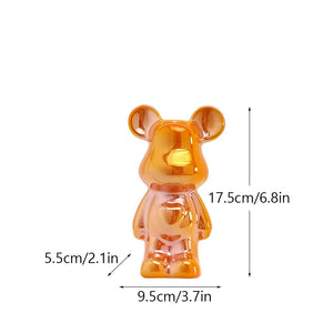 NORTHEUINS Ceramic Luxury Violence Bear Figurines Colorful Electroplated Teddy Bear Collection Item Living Room Decor Ornaments acacuss