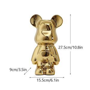 NORTHEUINS Ceramic Luxury Violence Bear Figurines Colorful Electroplated Teddy Bear Collection Item Living Room Decor Ornaments acacuss