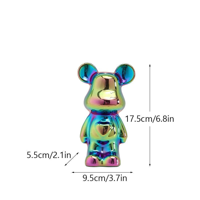 NORTHEUINS Ceramic Luxury Violence Bear Figurines Colorful Electroplated Teddy Bear Collection Item Living Room Decor Ornaments acacuss